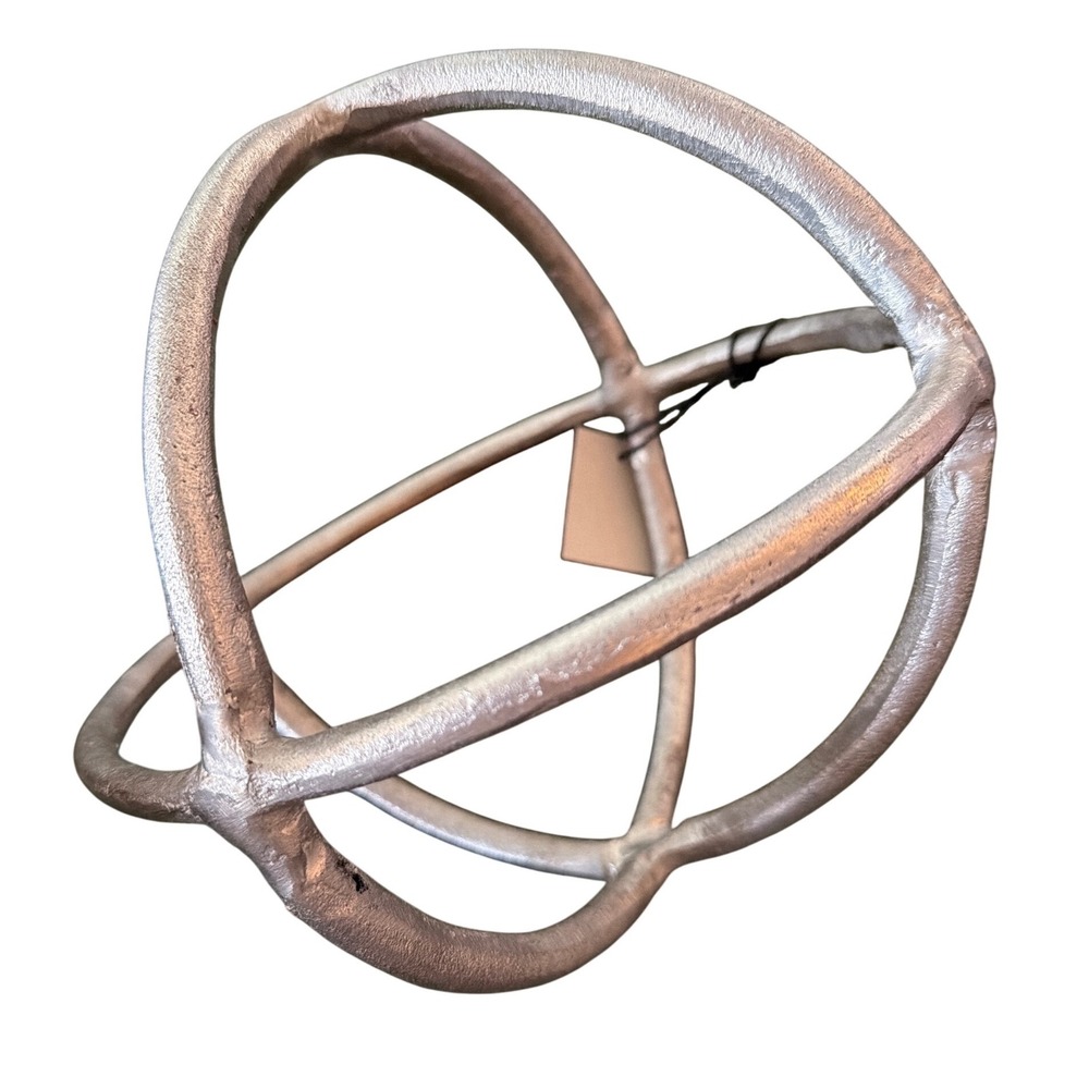 West Elm Metal Sphere Home Decor OS Silver Excellent Geometric Armillary Orb